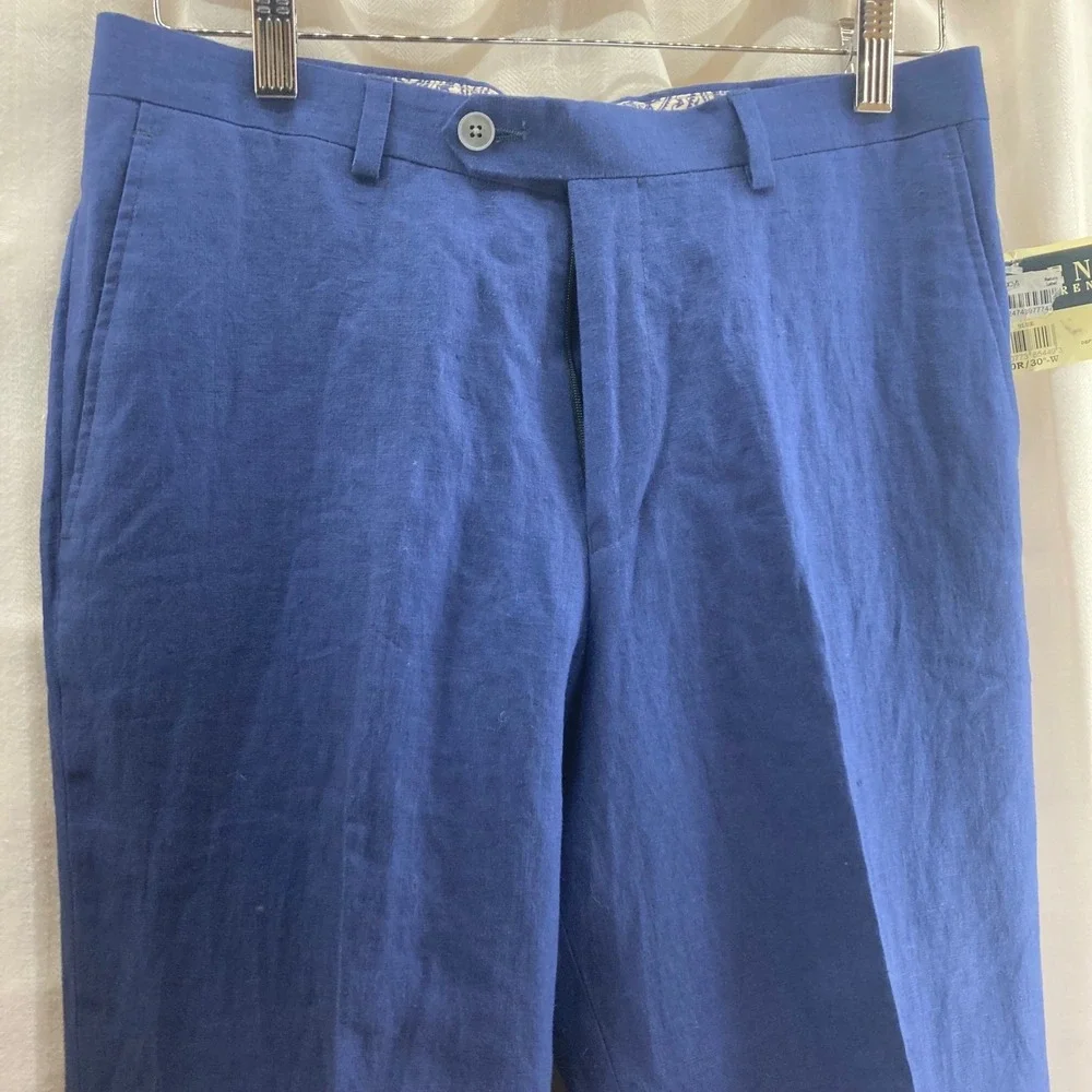 Lauren Ralph‎ Lauren Women's Blue Linen Dress Pants Size 20R 30W New With Tags